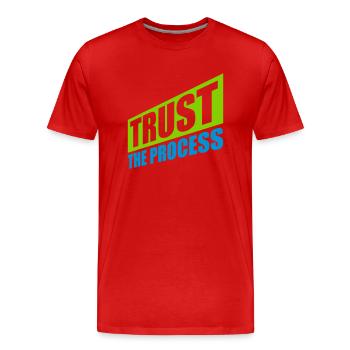 faire confiance au processus Devis - T-shirt bio Premium Homme - rouge - Devant - Damien (186cm)