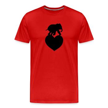 Tierliebe Herz Elefant - Männer Premium Bio T-Shirt - Rot - Vorne - Damien (186cm)