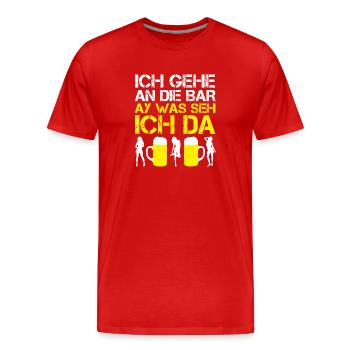 Lustiges Mallorca ICH GEHE AN DIE BAR, Bier Frauen - Männer Premium Bio T-Shirt - Rot - Vorne - Damien (186cm)