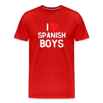 I love Spanish boys - Men's Premium Organic T-Shirt - red - Front - Damien (186cm)