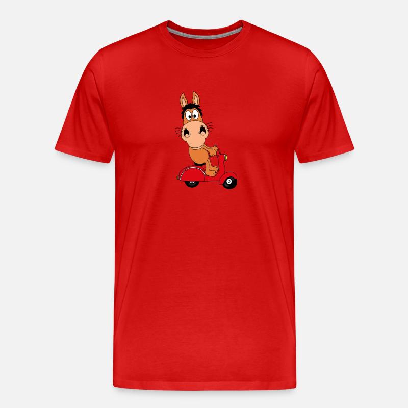 PFERD - PONY - ROLLER - TIER - TIERISCH - Männer Premium Bio T-Shirt - Rot