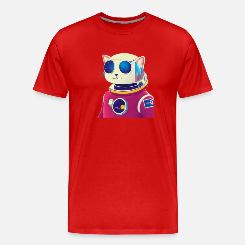 Space Cat - Männer Premium Bio T-Shirt - Rot
