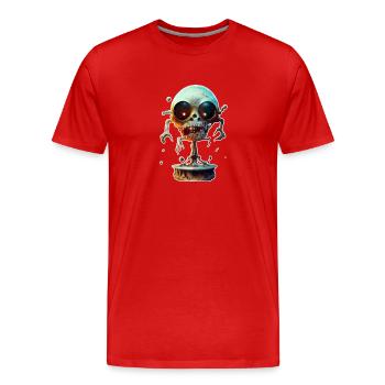 Gruseliger Zombie - Männer Premium Bio T-Shirt - Rot - Vorne - Damien (186cm)