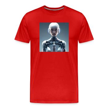 Gaming cyber girl - Men's Premium Organic T-Shirt - red - Front - Damien (186cm)