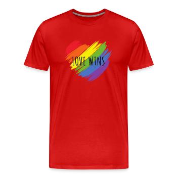 L’amour gagne - T-shirt bio Premium Homme - rouge - Devant - Damien (186cm)