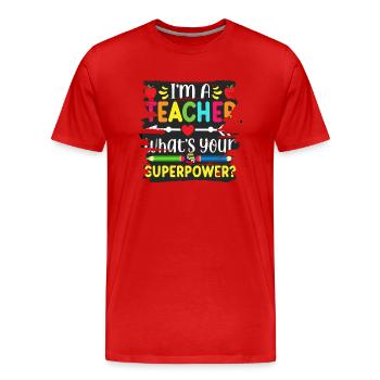 Étudiant 2023 Diplôme d’école d’enseignant d’étudiant du secondaire - T-shirt bio Premium Homme - rouge - Devant - Damien (186cm)
