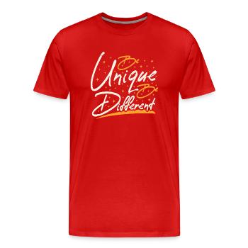 Soyez unique Soyez différent - T-shirt bio Premium Homme - rouge - Devant - Damien (186cm)