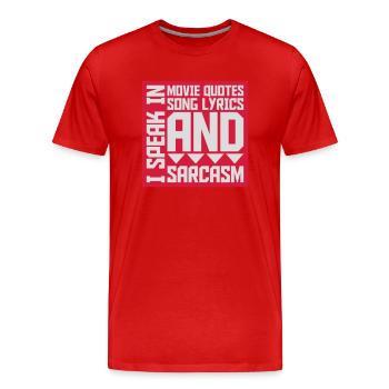 parler des paroles et du sarcasme - T-shirt bio Premium Homme - rouge - Devant - Damien (186cm)