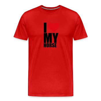 I LOVE MY HORSE - PFERD - PONY - LIEBE - Männer Premium Bio T-Shirt - Rot - Vorne - Damien (186cm)