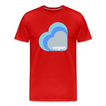 Cœur végétalien bleu - T-shirt bio Premium Homme - rouge - Devant - Damien (186cm)
