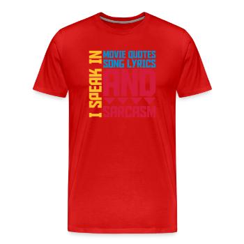parler des paroles et du sarcasme - T-shirt bio Premium Homme - rouge - Devant - Damien (186cm)