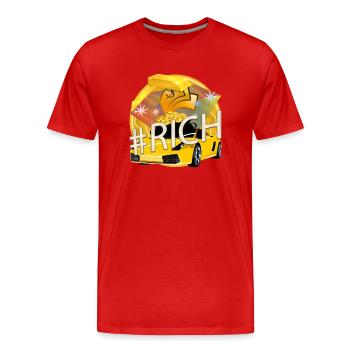 ROYAUME RICHE - #Rich #Reich - T-shirt bio Premium Homme - rouge - Devant - Damien (186cm)