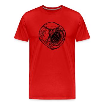 Grand écrou à vis avec surface vintage - T-shirt bio Premium Homme - rouge - Devant - Damien (186cm)