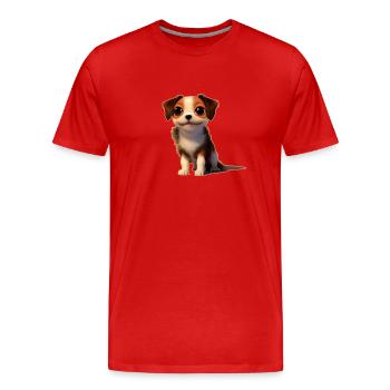 chiot 2 - T-shirt bio Premium Homme - rouge - Devant - Damien (186cm)