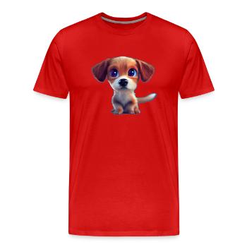 Chiot 4 - T-shirt bio Premium Homme - rouge - Devant - Damien (186cm)