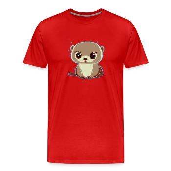 Loutre douce - T-shirt bio Premium Homme - rouge - Devant - Damien (186cm)