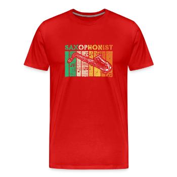 Saxophone Instrument à vent Idée cadeau musicale - T-shirt bio Premium Homme - rouge - Devant - Damien (186cm)