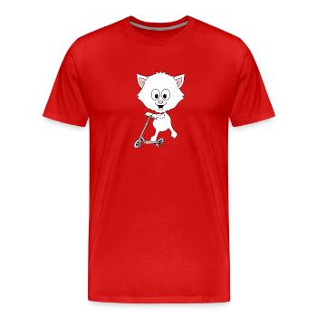 KATZE - ROLLER - TIER - KIND - BABY - SPORT - Männer Premium Bio T-Shirt - Rot - Vorne - Damien (186cm)
