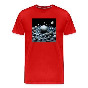 Planeten und Sterne - Männer Premium Bio T-Shirt - Rot - Vorne - Damien (186cm)