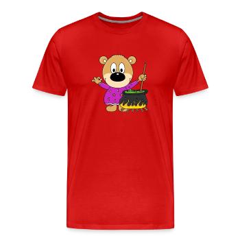 TEDDYBÄR - BÄR - TEDDY - HEXE - HALLOWEEN - Männer Premium Bio T-Shirt - Rot - Vorne - Damien (186cm)