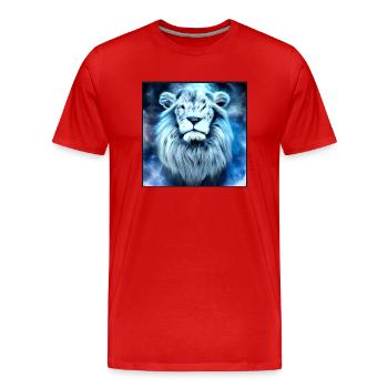 SURREALER LÖWE 1 - Männer Premium Bio T-Shirt - Rot - Vorne - Damien (186cm)