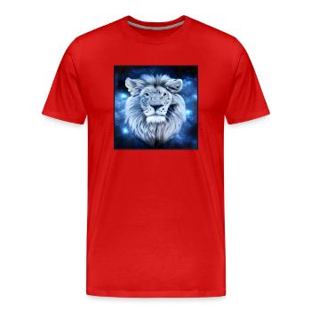 SURREALER LÖWE 2 - Männer Premium Bio T-Shirt - Rot - Vorne - Damien (186cm)