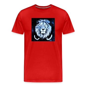 SURREALER LÖWE 6 - Männer Premium Bio T-Shirt - Rot - Vorne - Damien (186cm)