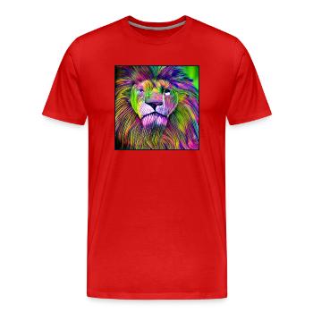 MULTI-COLOUR LION - Men's Premium Organic T-Shirt - red - Front - Damien (186cm)
