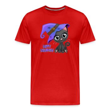 Adorable chaton d'Halloween - T-shirt bio Premium Homme - rouge - Devant - Damien (186cm)