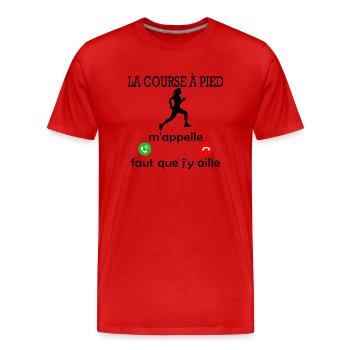 la course à pied m appelle - T-shirt bio Premium Homme - rouge - Devant - Damien (186cm)