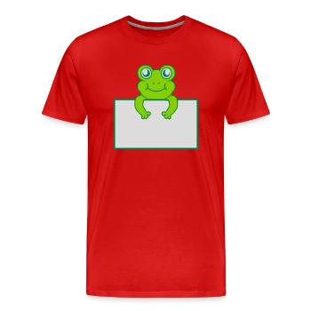 Texte présent bouclier de grenouille - T-shirt bio Premium Homme - rouge - Devant - Damien (186cm)