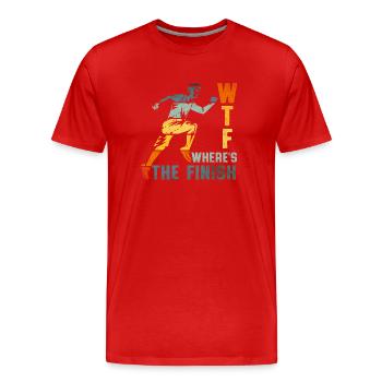 WTF Where's the Finish - Men's Premium Organic T-Shirt - red - Front - Damien (186cm)