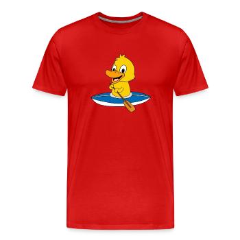 ENTE - KÜKEN - KAJAK - KANU - TIER - KIND - BABY - Männer Premium Bio T-Shirt - Rot - Vorne - Damien (186cm)