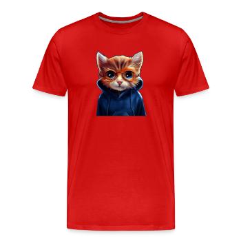 Chat avec pull - T-shirt bio Premium Homme - rouge - Devant - Damien (186cm)
