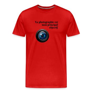 La photographie est mon principal objectif - T-shirt bio Premium Homme - rouge - Devant - Damien (186cm)