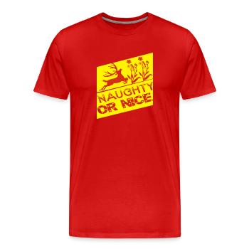 Naughty or Nice - Men's Premium Organic T-Shirt - red - Front - Damien (186cm)