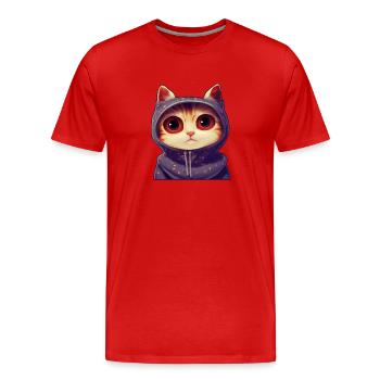 Chat mignon 3 - T-shirt bio Premium Homme - rouge - Devant - Damien (186cm)