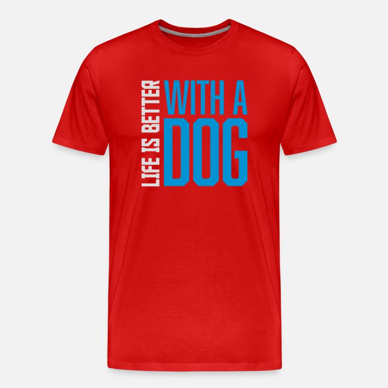 better with a dog - Männer Premium Bio T-Shirt - Rot