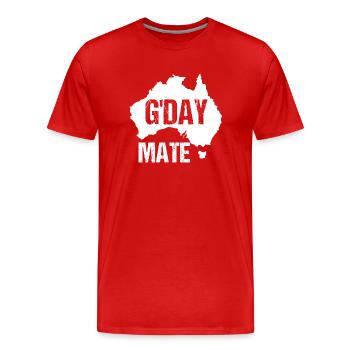 G'DAY MATE - Men's Premium Organic T-Shirt - red - Front - Damien (186cm)