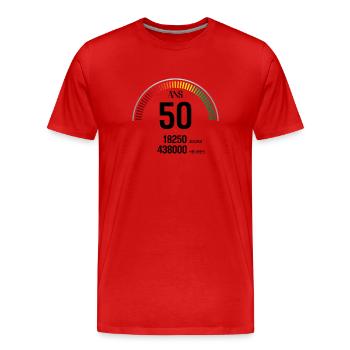 Anniversaire 50 ans Compteur - T-shirt bio Premium Homme - rouge - Devant - Damien (186cm)