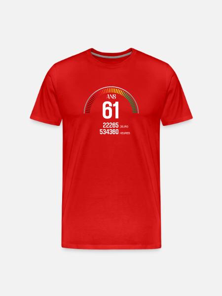 Anniversaire 61 ans Compteur - T-shirt bio Premium Homme - rouge