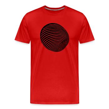 Geometrische Kugel Rolle mit Streifen - Männer Premium Bio T-Shirt - Rot - Vorne - Damien (186cm)