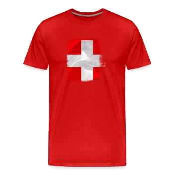Drapeau de la Suisse - T-shirt bio Premium Homme - rouge - Devant - Damien (186cm)