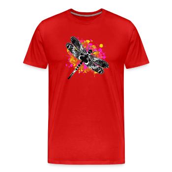 Dragonfly Encre - T-shirt bio Premium Homme - rouge - Devant - Damien (186cm)