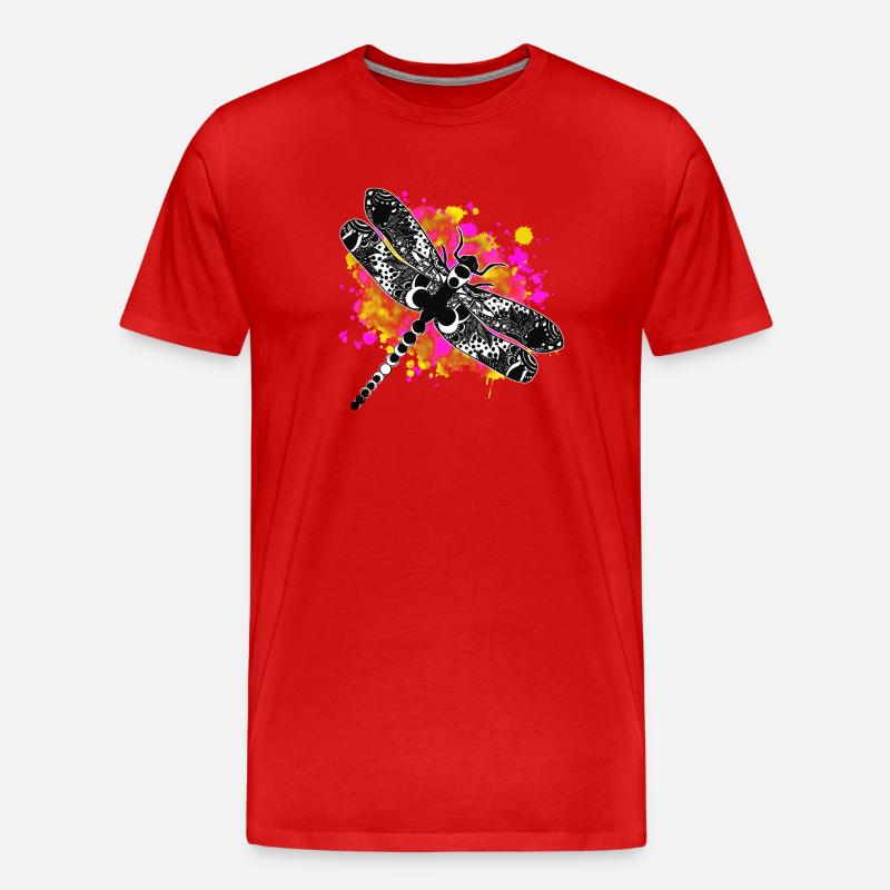Libellentinte - Männer Premium Bio T-Shirt - Rot