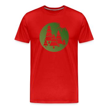 Abenteuerwanderung Spazieren im Wald Vintage Natur - Männer Premium Bio T-Shirt - Rot - Vorne - Damien (186cm)