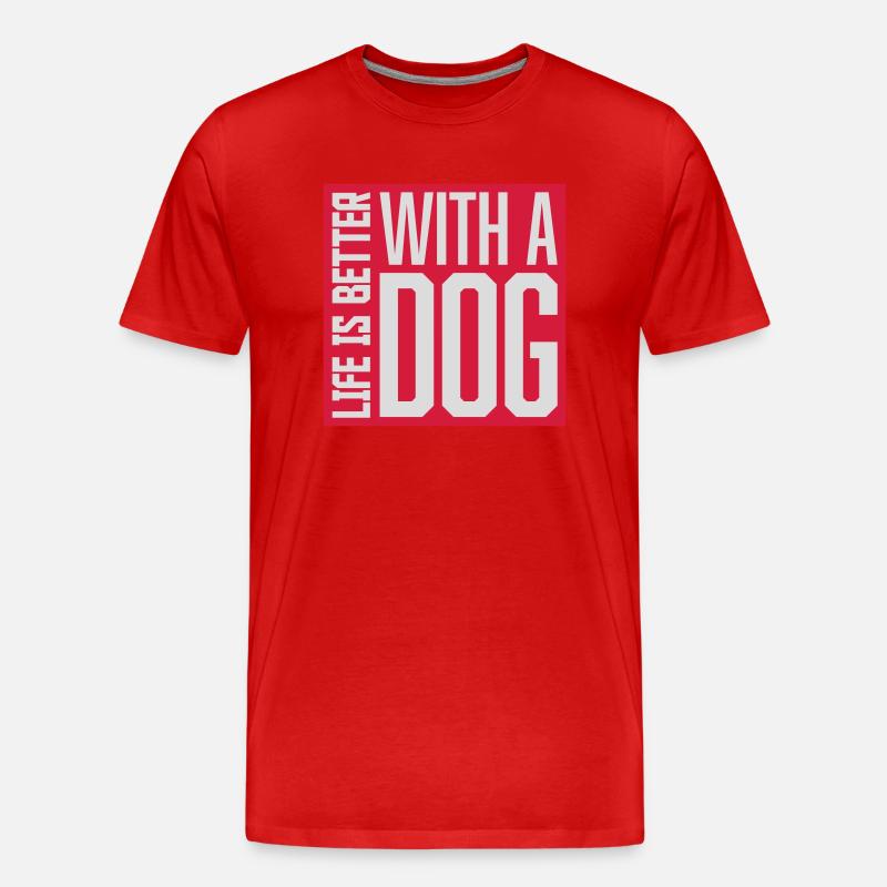 better with a dog - Männer Premium Bio T-Shirt - Rot