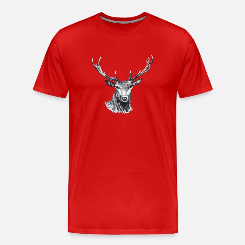 Hirsch - Männer Premium Bio T-Shirt - Rot