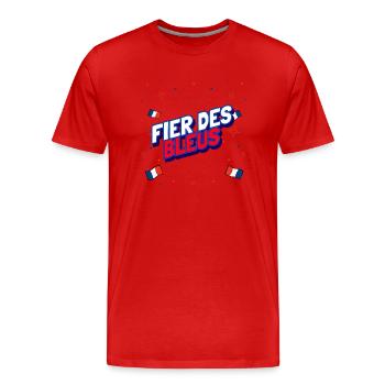 Fier des bleus supporteur équipe de France - T-shirt bio Premium Homme - rouge - Devant - Damien (186cm)