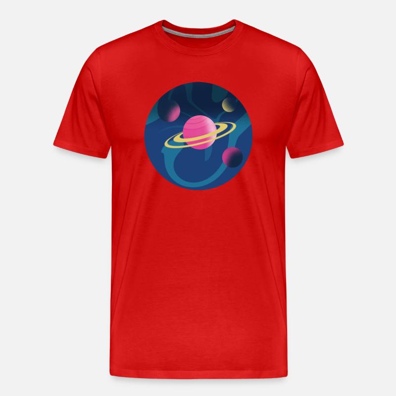Planeten im Weltraum - Männer Premium Bio T-Shirt - Rot